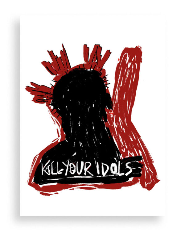 a black and red hand drawn silhouette