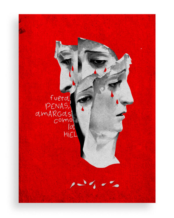 a poster with a face and tears